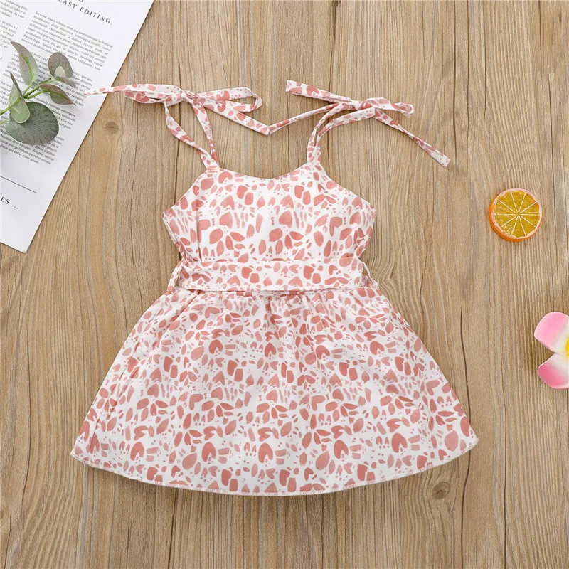 

9M-4T Baby Girlâ€™s Girlâ€™s Heart Leopard Suspender Dress Fashion Button Bandage High Waist Sweet A-line Princess Dresst Summer