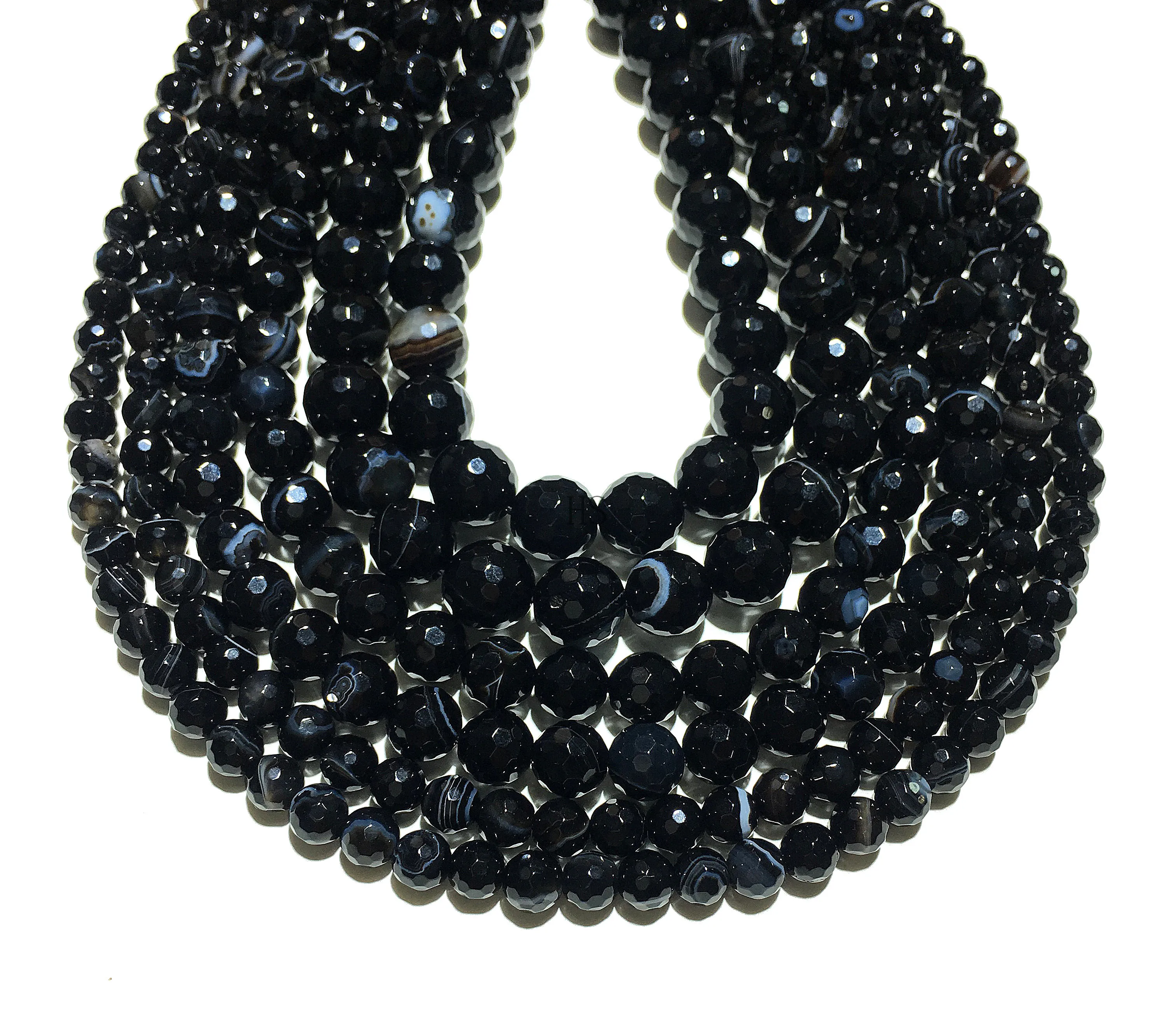 Ожерелье из натурального камня с черной полосой агатом ожерелье браслет 4 6 8 10 12