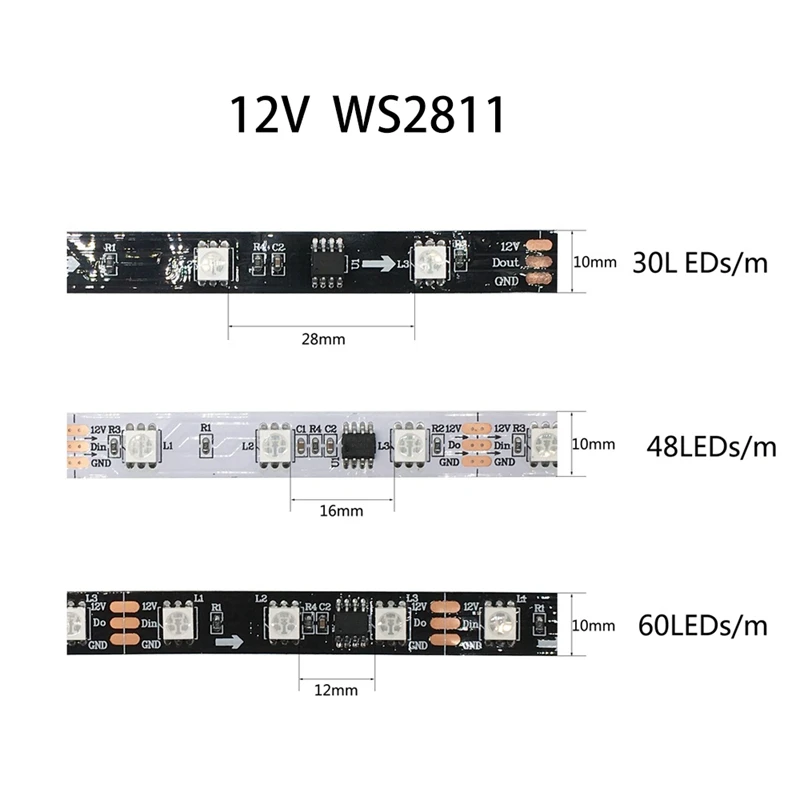 WS2811 RGB Светодиодная лента внешнее 1 IC управление 3 светодиода 5050 SMD адресная