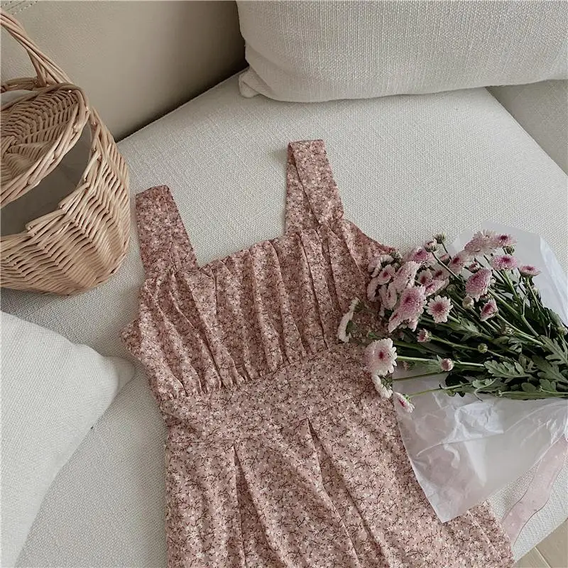 

Summer Women's Printed Chiffon Camis Dress Female Fit And Flare Stretchy Camisole Sleeveless Long Dresses For Girls S734