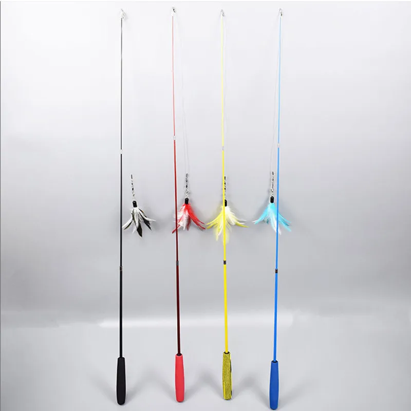 

Interactive Cat Feather Toy Feather Teaser Stick Wand Pet Retractable Feather Bell Refill Replacement Catcher Product for Kitten