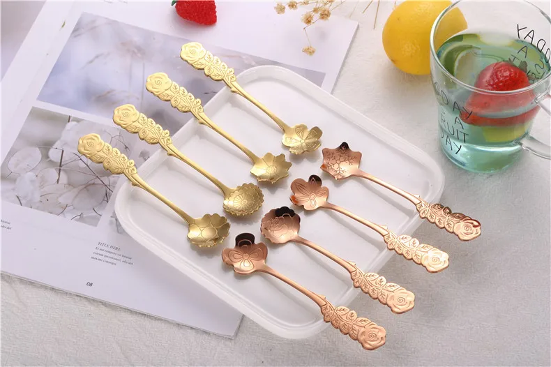 

8 шт./компл. искусственная кожа из нержавеющей стали с розовой ручкой золотистая Роза блестящая WB423