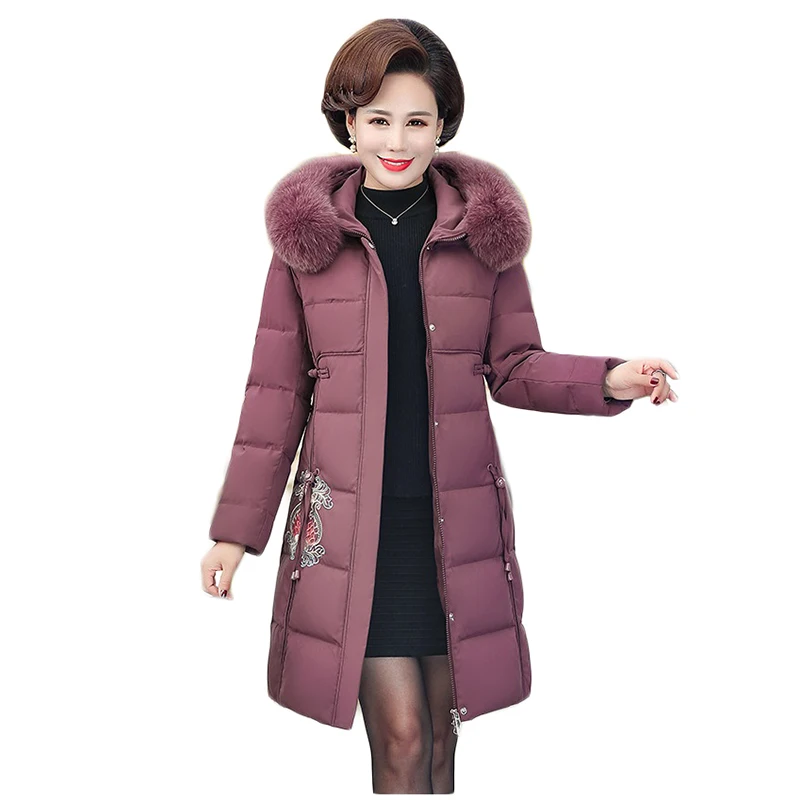 

Natural Fox Fur Collar Oversized Down jacket Women Haute Couture 5XL Ladies Wintr Long Coat Grey Duck Down Warm Outerwear 334