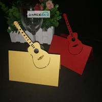 50pcs laser cut guitar design party invitation table name holder cards place seat cards christmas wedding banquet table cards