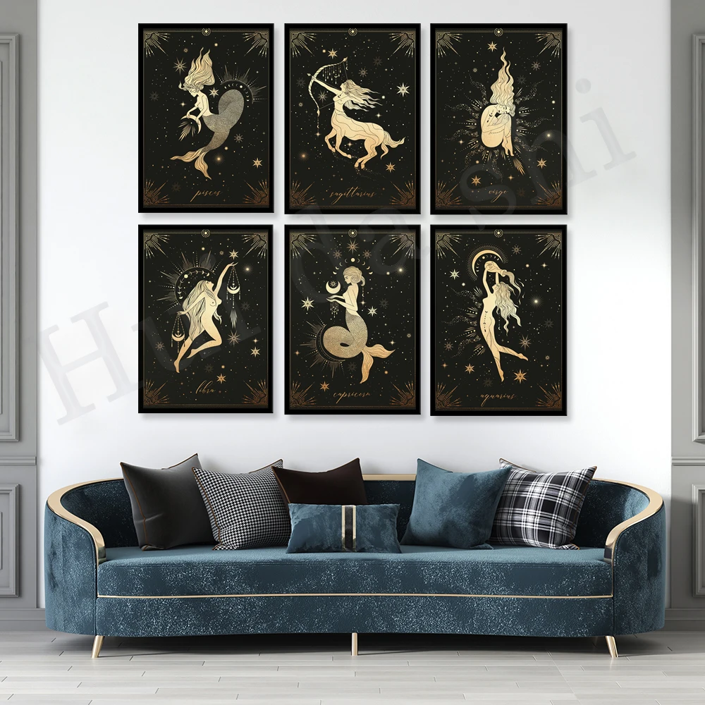 

Capricorn, Scorpio Gifts, Taurus Star Sign Print, Libra Wall Art, Aries Wall Decor, Twelve constellations Canvas Print Poster