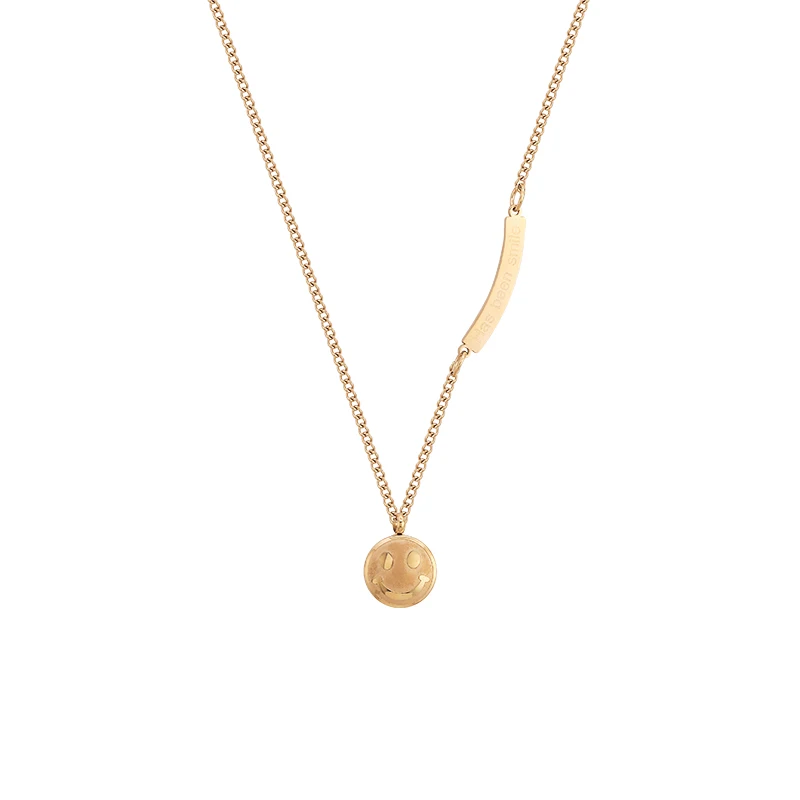 

2020 New Classic Smiling Face Titanium steel Necklace For Woman Korean Fashion Jewelry Sexy Collar Chain Girls Neck Chain