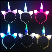 10pcslot novelty funny unicorn glowing headband party supplies cheer light up kids adults birthday festival party favors