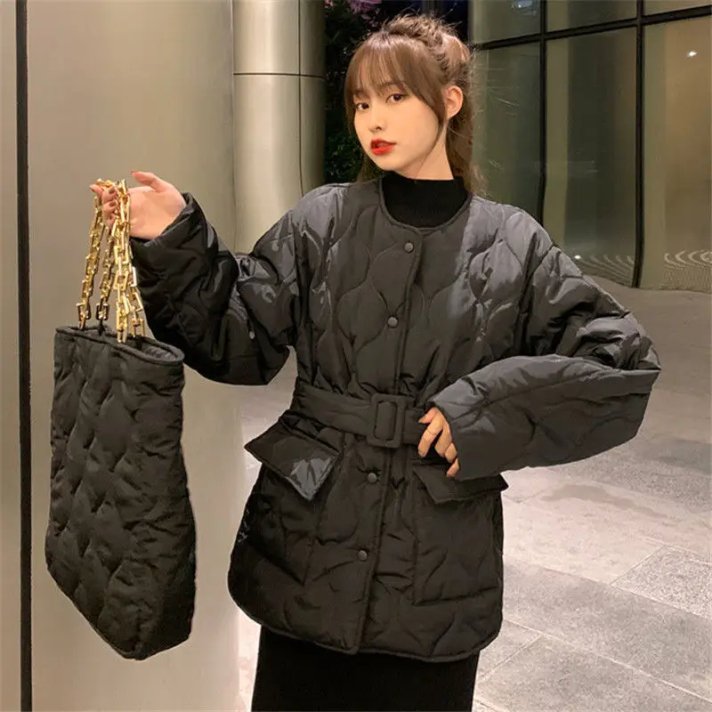 

Free Bag 2020 Korean Loose Down Cotton Padded Parka Medium Long Thick Warm Single Breasted Coat Blet Pocket Women Winter Jacket