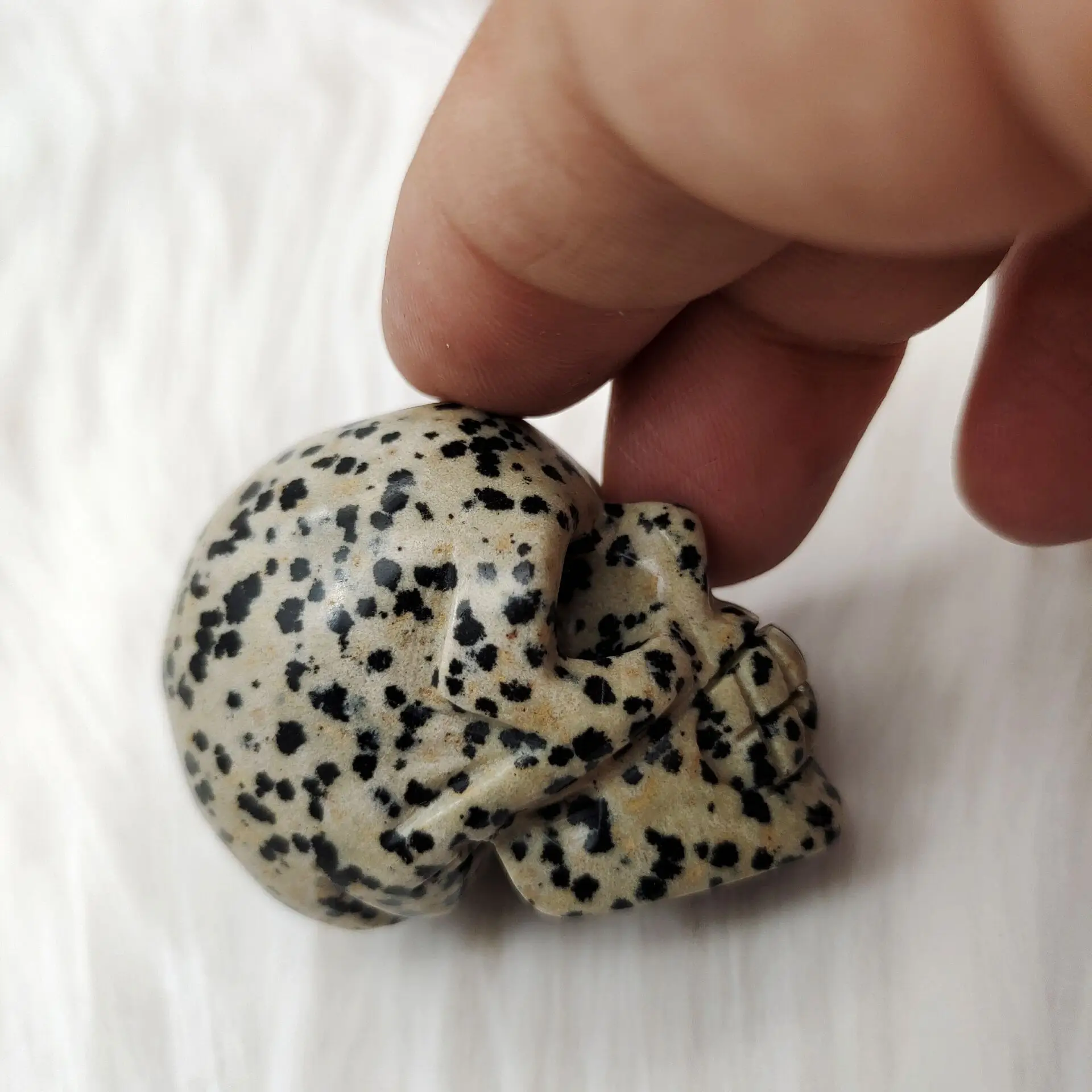 

1pcs 2inch SPOT JASPER Skull Stone Carved Chakra Healing Reiki Feng Shui Skull Decorative Crafts, Minerals