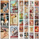 Сексуальная девушка знак плакат Винтаж металлическая табличка Pin Up жестяная вывеска Винтаж Декор металлическая табличка настенное искусство Бар Паб Клуб человек пещера значки в стиле ретро