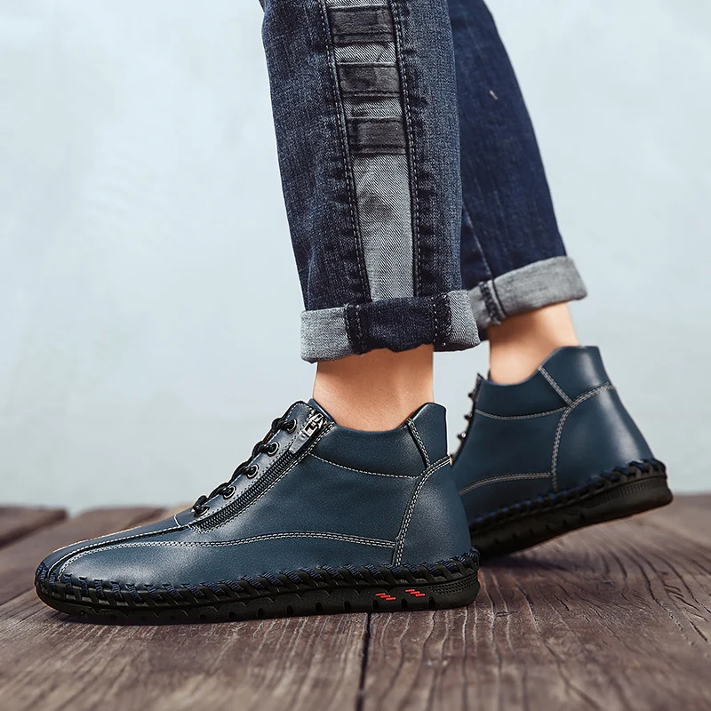 Ботильоны мужские из натуральной кожи роскошные удобные уличные ботинки на