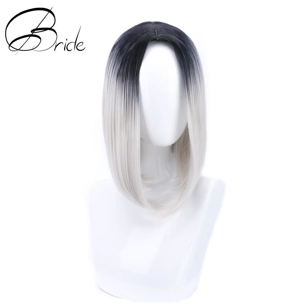 Короткие прямые парики для невесты зеленые женщин из синтетического волокна