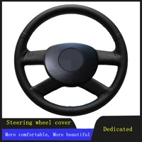 car steering wheel cover braid wearable genuine leather for volkswagen vw polo 2003 2004 2005 2006