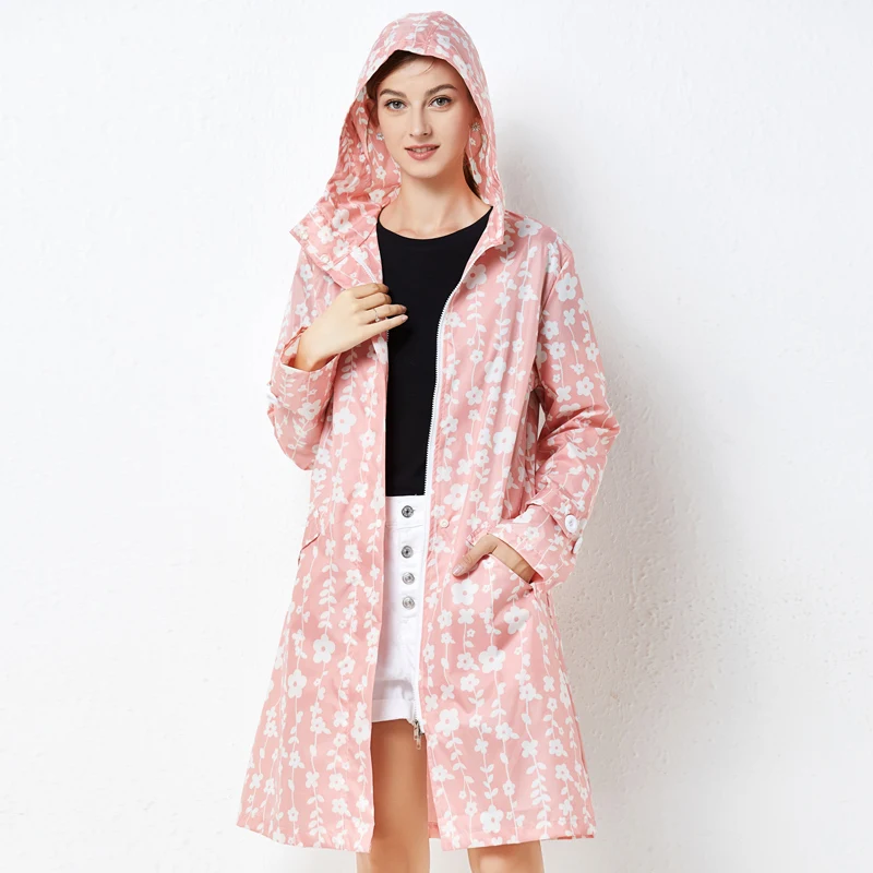 Плащ-дождевик с принтом в японском и корейском стиле легкий средней длины тонкий