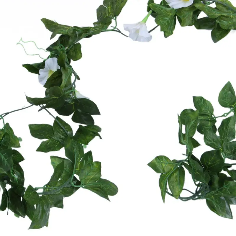 

Artificial Morning Glory Vine Hanging Wall Plant Garland Fake Garden Wall Fence,White&Green