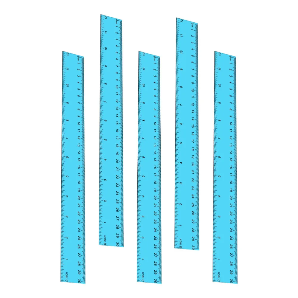 

5pcs Measuring Rulers Drawing Rulers Students 12 Inch Straight Rulers