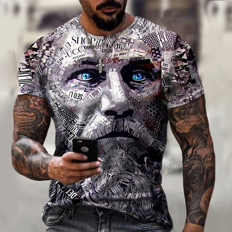 

2021 hot sale men and women 3D printing old man and anchor abstract style fashion street hip hop oversized comfortable and breat