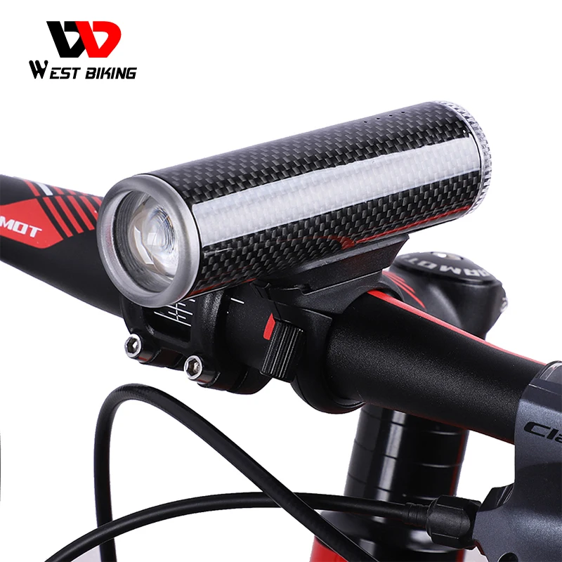 

WEST BIKING Bicycle Light Carbon Fiber/Aluminium Alloy USB Rechargeable Flashlight Waterproof Cycling Headlight Bike Front Light