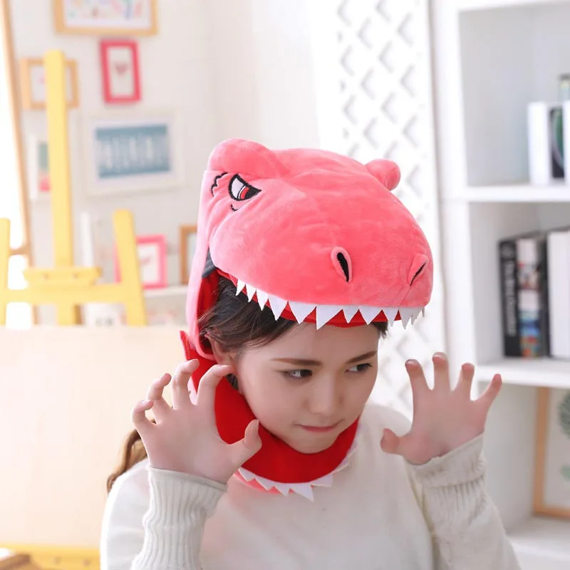 

Adult Plush Hat Cap Decor Coronet Headgear Headdress Funny Shark Hat Dinosaur Headgear Plush Toy PP Cotton Doll