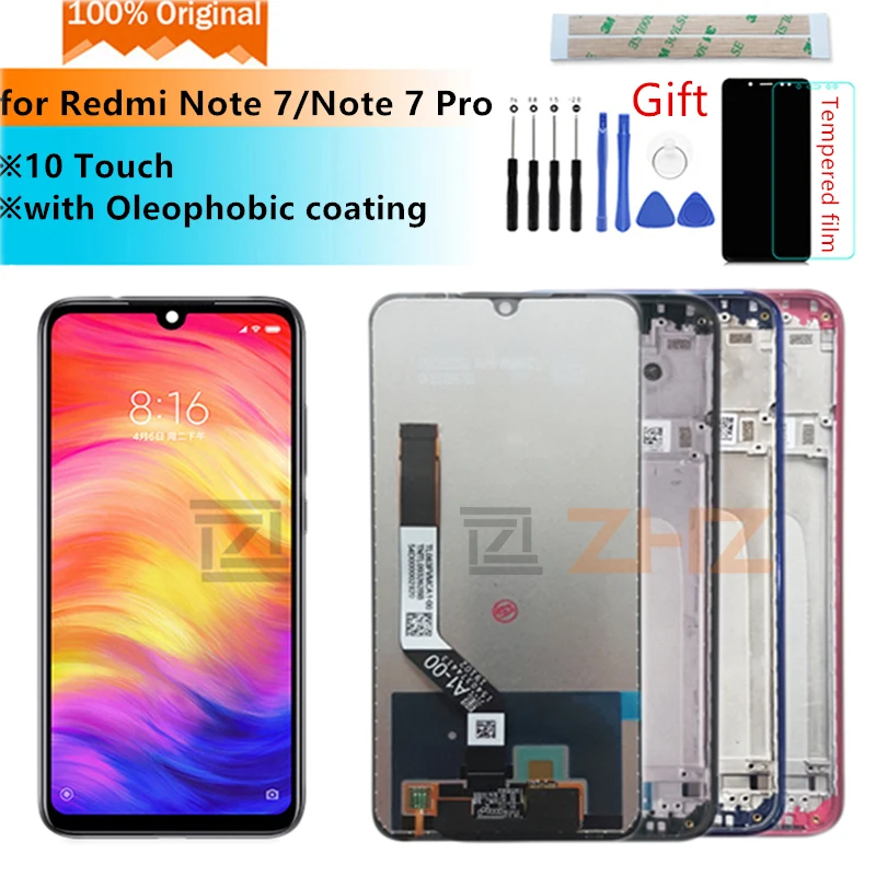 Для xiaomi redmi note 7 ЖК-дисплей кодирующий преобразователь сенсорного экрана в сборе для redmi note 7 pro lcd+ рамка 10 сенсорных запчастей