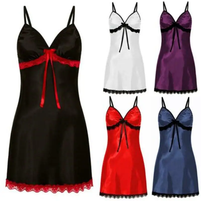 

Women Sexy Lace Floral Nightdress Lingerie Sleepwear Dress Female Summer Sleeveless Spaghetti Strap Lace Nightgowns