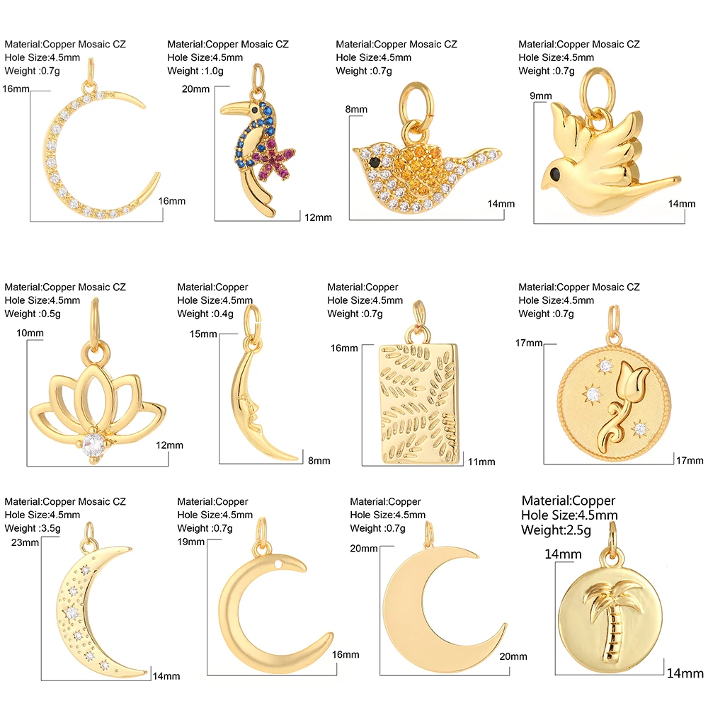 Милые Подвески в виде Луны цветка птицы для изготовления ювелирных изделий