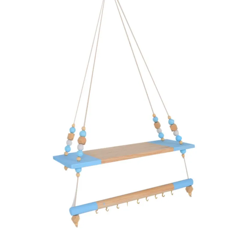 

Nordic Single-layer Upper Board And Lower Stick Rack For Clothes Hanging Blue