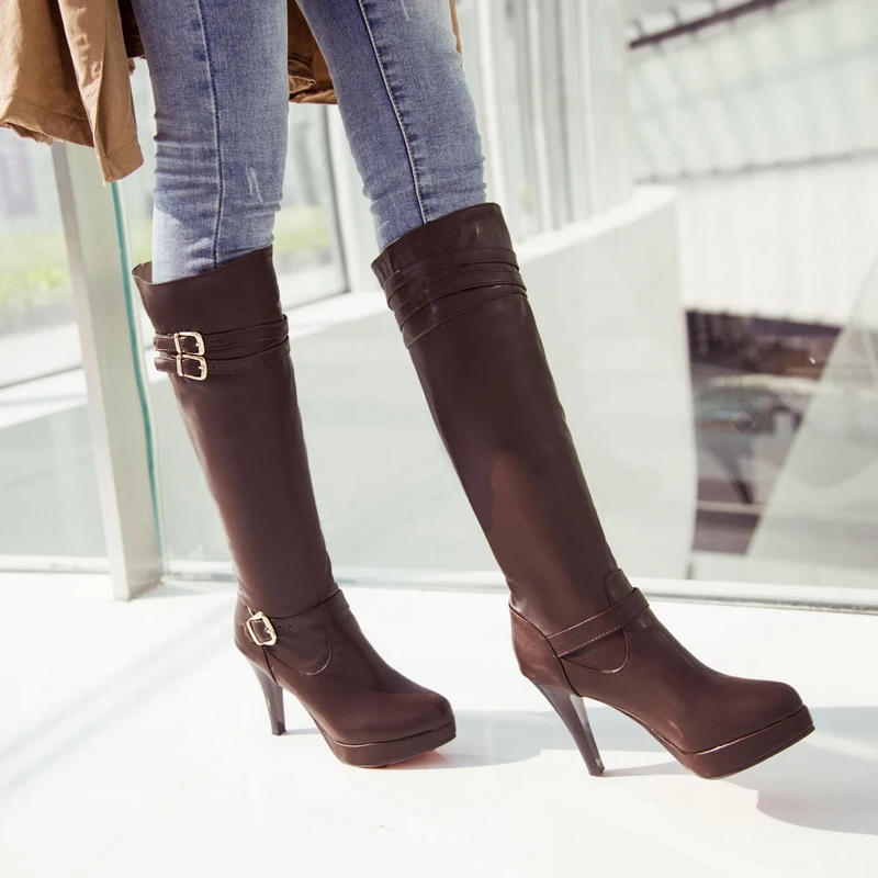 FXYCMMCQ Size 34-44 Winter Style Leather Belt Buckle with Heel and Round Head for Women's Shoes 1-7