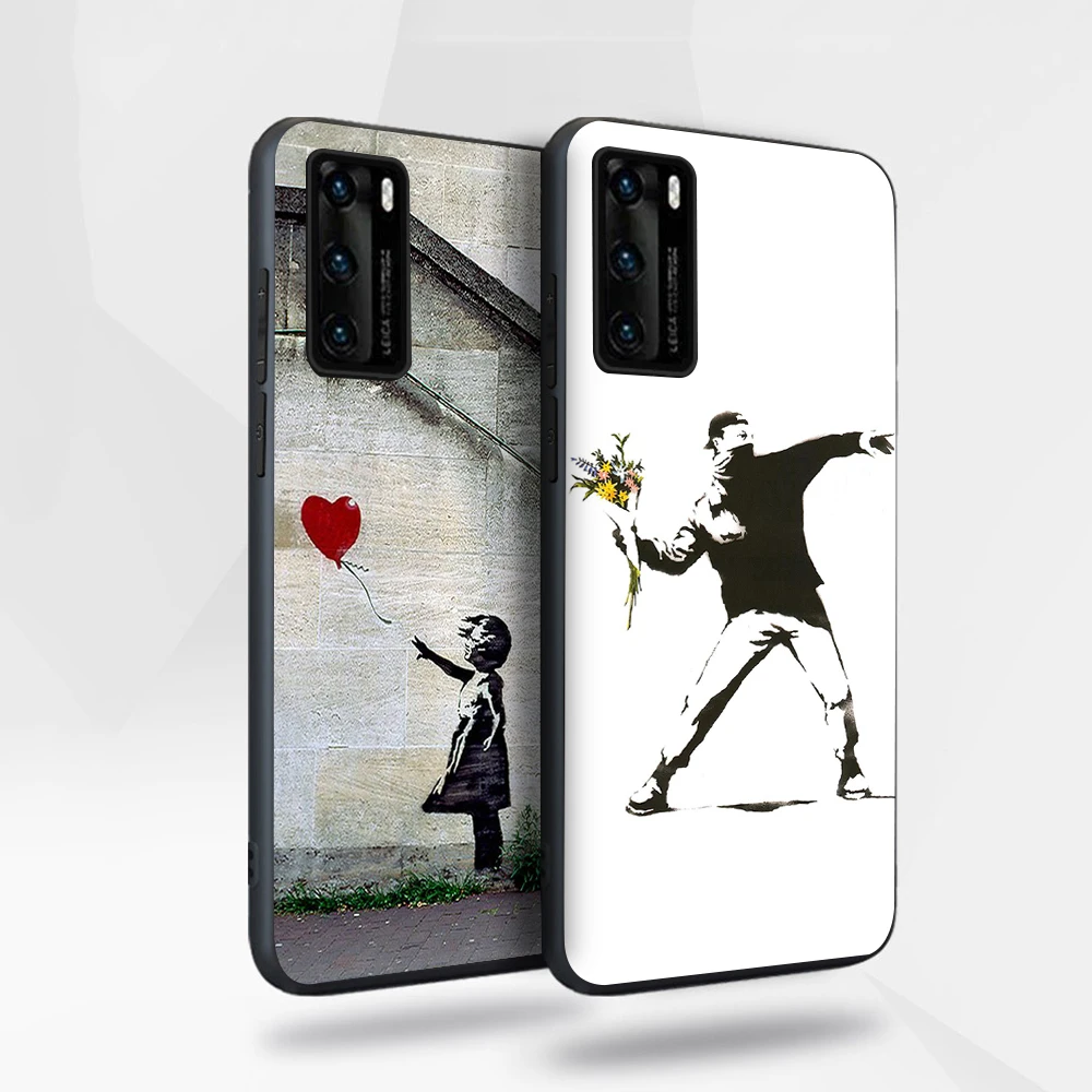 

Banksy Painting Panda Case for Huawei P40 P30 20 Honor 30 20 10 30S Mate 40 30 20 Lite Pro P Smart Plus 2019 Soft TPU Phone Back