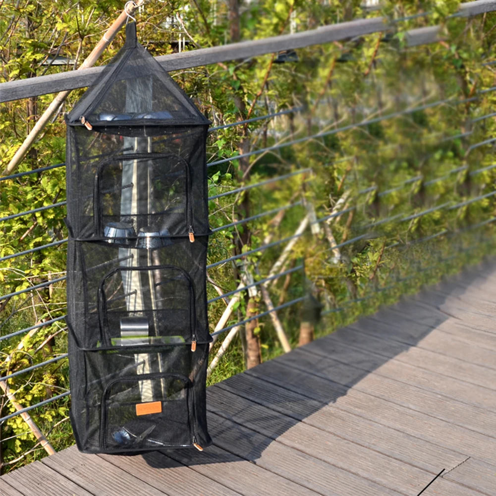 

4 Tier Outdoor Picnic Camping Foldable Meal Protection Storage Organizer Food Screen Hanging Clothes Repel Barbecue Bugs Dry Net