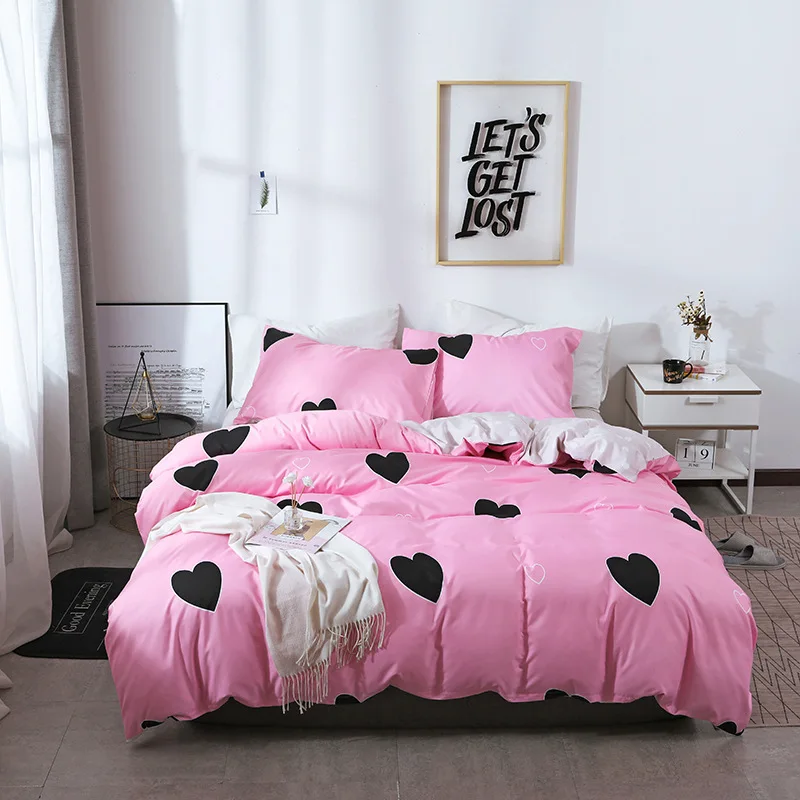 

Pink Love Bedding Set For Girl Woman Comforter Duvet Cover Bedspreads For Bed Linen Single Double Quilt Cover With Pillowcase
