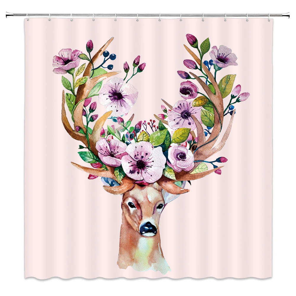 

Deer Shower Curtain Bathroom Waterproof Polyester Cloth Eco-Friendly Shower Curtain 150*180cm & 180*180cm Home Decoration