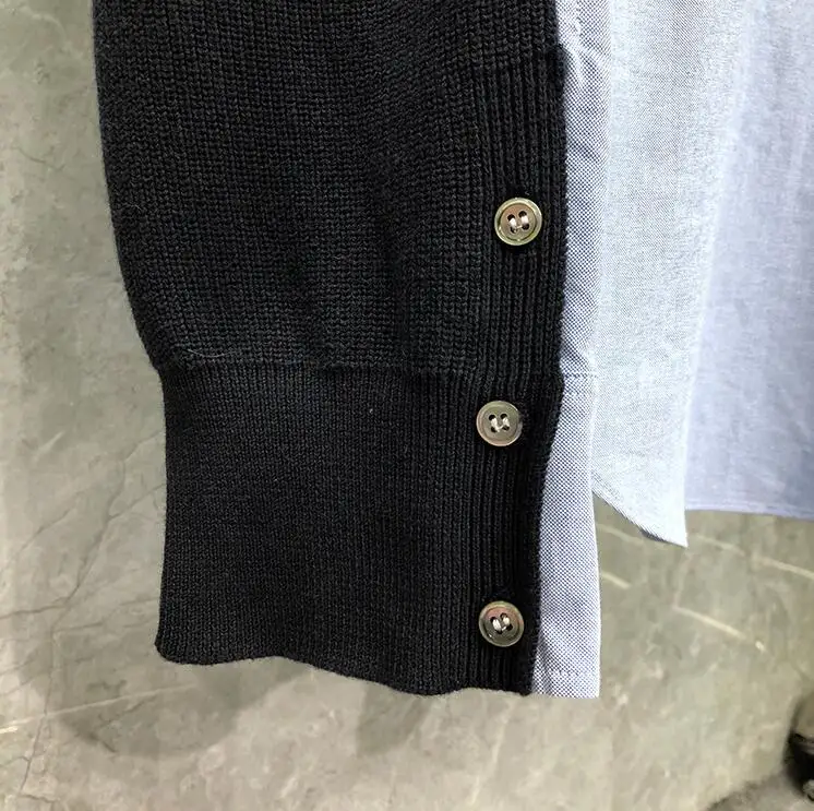 

2021 Fashion TB THOM Brand Sweaters Men Slim Fit Hooded Pullover Clothing Patchwork Solid Wool Spring Autumn Casual Coat