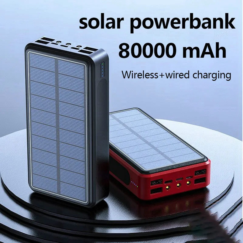 80000 мАч беспроводной Solar Power Bank Внешняя батарея зарядное устройство для Xiaomi Samsung