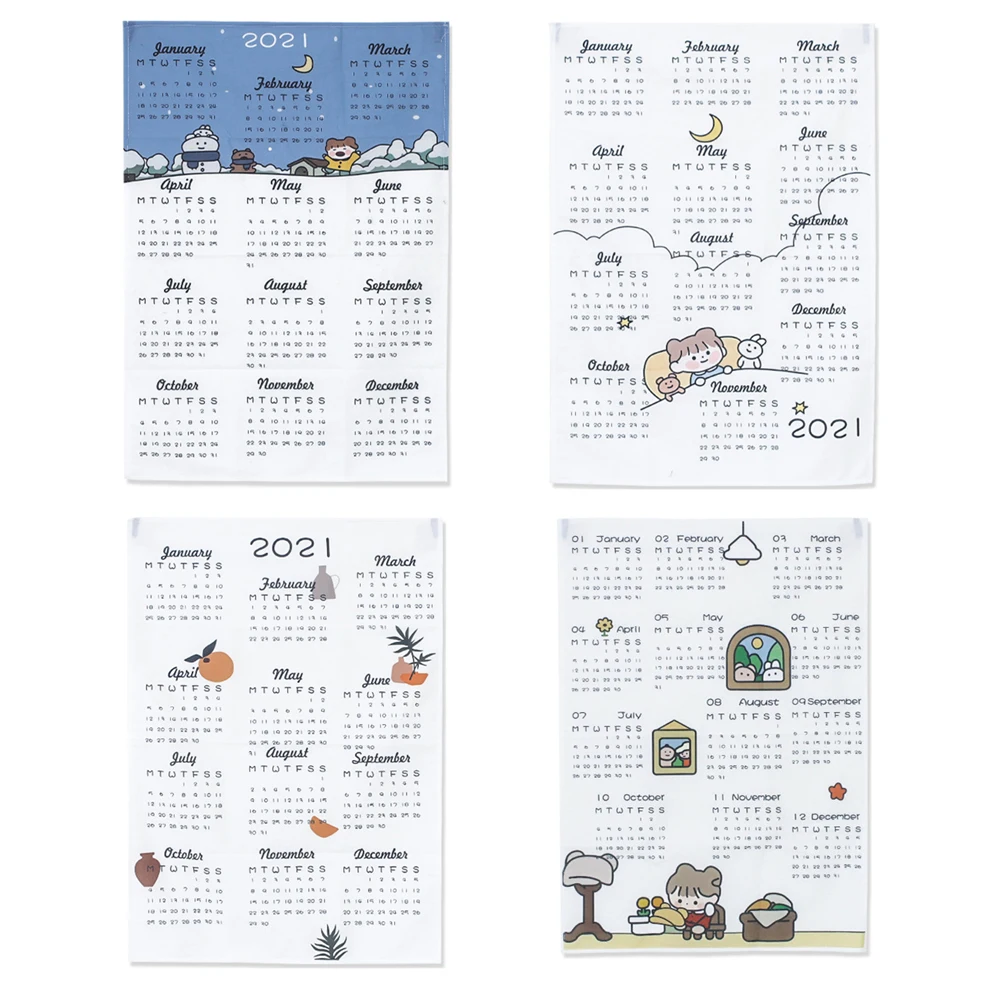 

2021 Wall Calendar Bedroom Decoration Cartoon Wall Cloth Calendar Study Working Schedule List