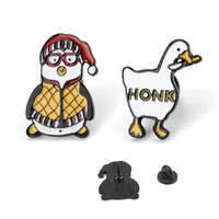 hot tv series friends joey hugsy penguin brooch honk goose enamel pin men women cartoon clothes brooches pins gift