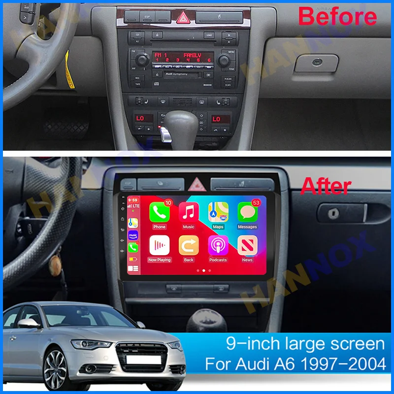 Автомагнитола 2 Din HANNOX 9 дюймов Android мультимедийный GPS навигатор плеер Рамка для Audi