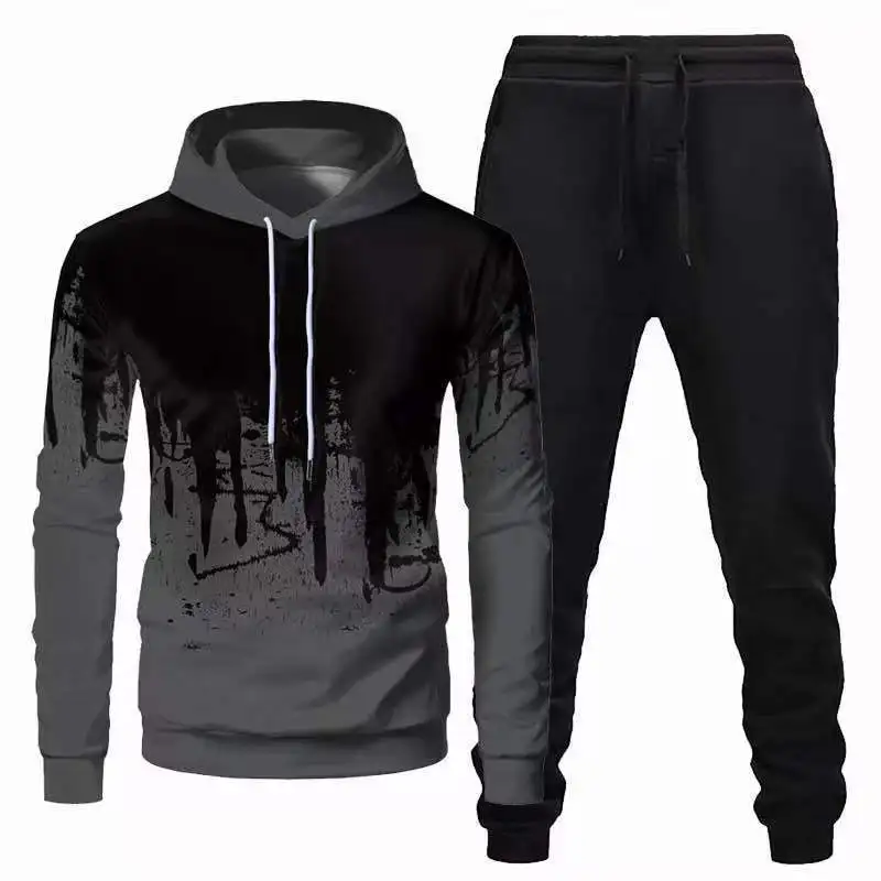 

2021 Fashion New Men's Hoodie Sports Suit Cotton Drawstring Sportswear Trend Fashion Autumn and Winter Long sleeve Pullover Suit