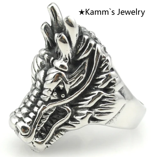 AMUMIU кольцо с драконом мужской палец 316L стальной панк хип хоп рокер Стрекоза Аниме