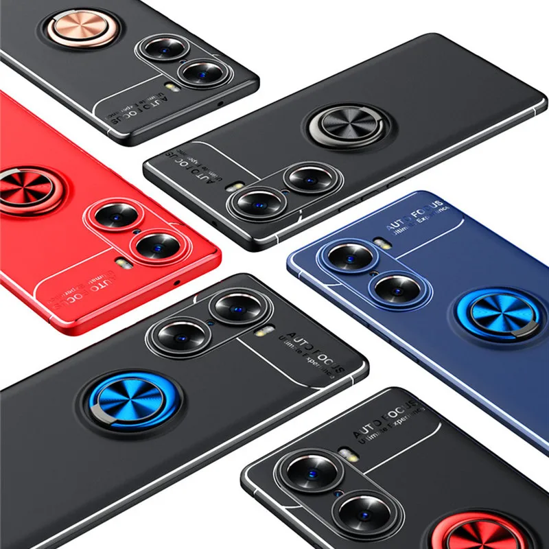 

For Honor 60 Pro Case For Honor 60 Pro Cover Silicone Metal Ring Stand back Cover For Honor 60 50 30 Pro V40 X20 X10 9X Fundas