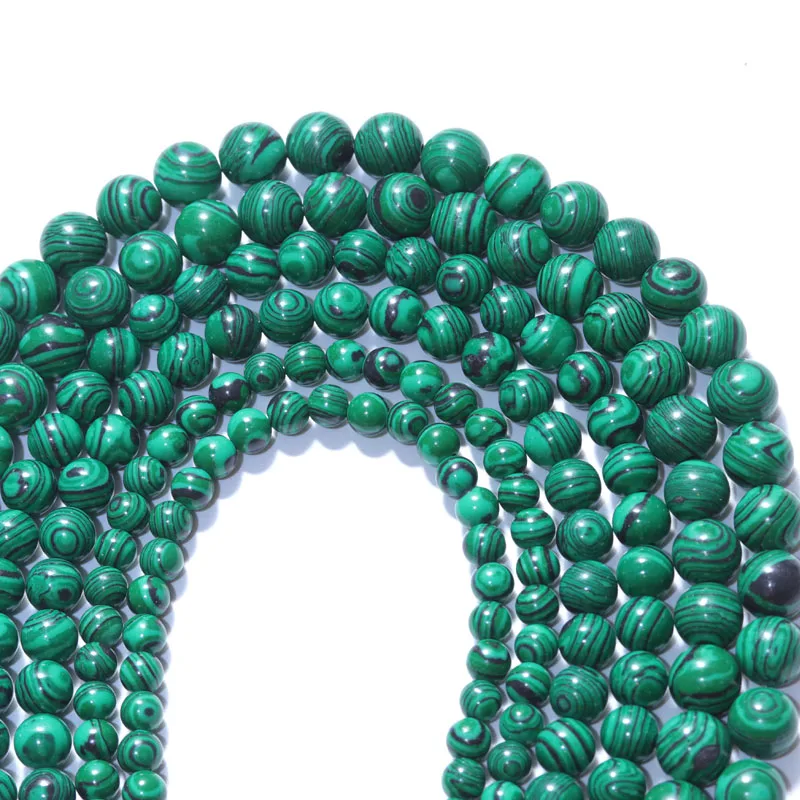 

7A Grade Natural Stone Synthetic Malachite Round Loose Beads 4mm-12mm for Jewelry Making Wholesale Jewelry Halloween Jewelry