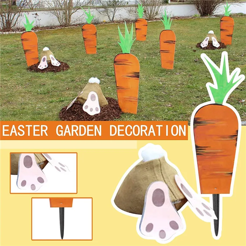 

Digging Bunnies and Carrots Ornaments Outdoor Decor Easter Cute Ornaments Holiday Gift For Outdoor Yard Garden LAD3