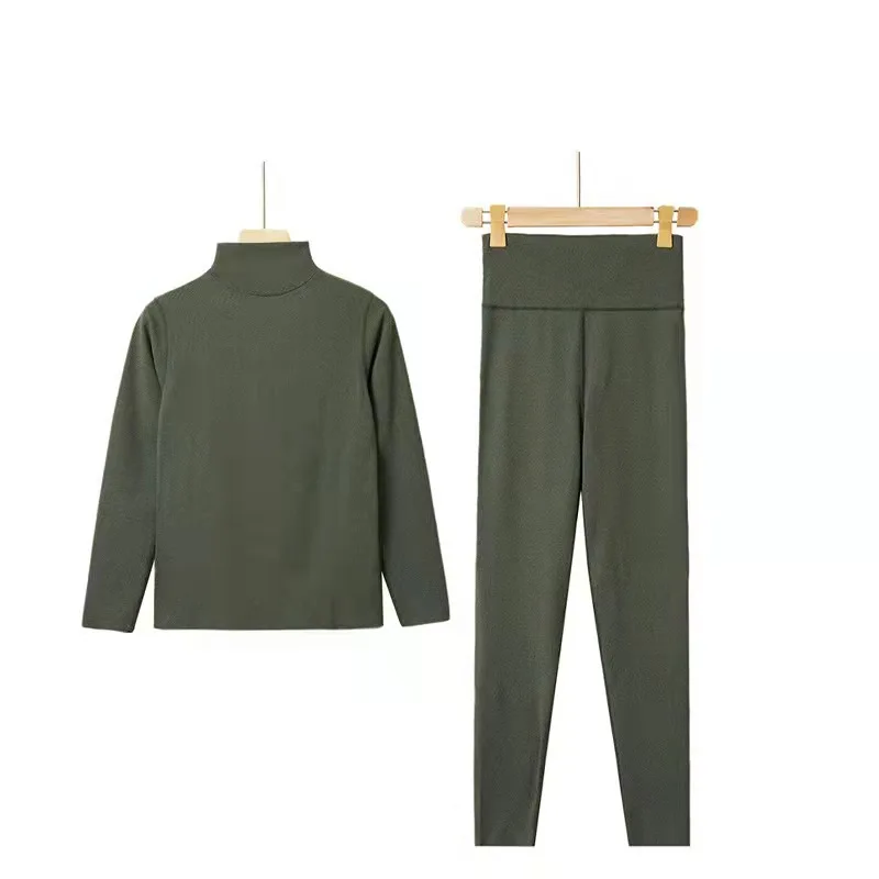 Fleece Warm Clothing Ladies Suit Autumn Winter Elasticity Seamless Heat Underwear Thick Pajamas Women Plus Velvet Sleepwear Set