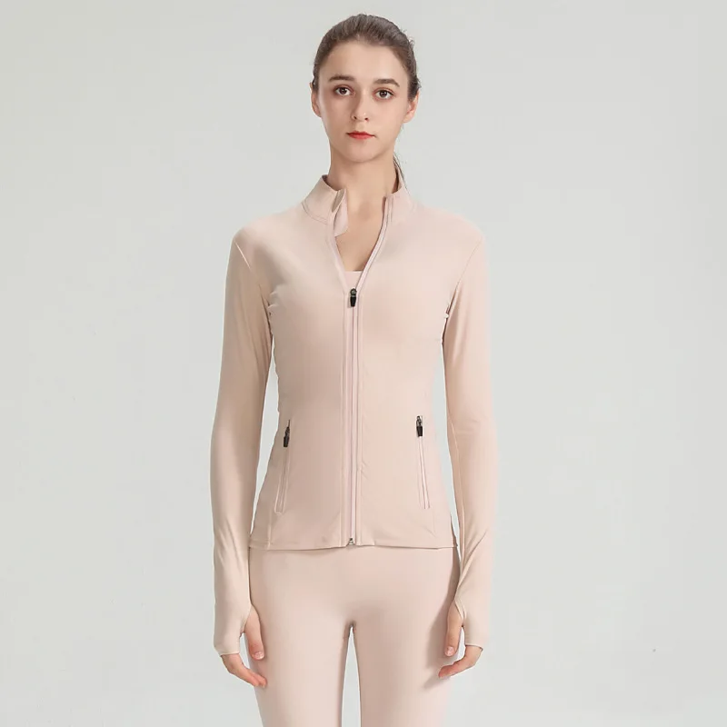 

Womens Fitted Exercise Jackets Running Yoga Coat Sport Quick Dry Zip Up Sweatshirt Workout