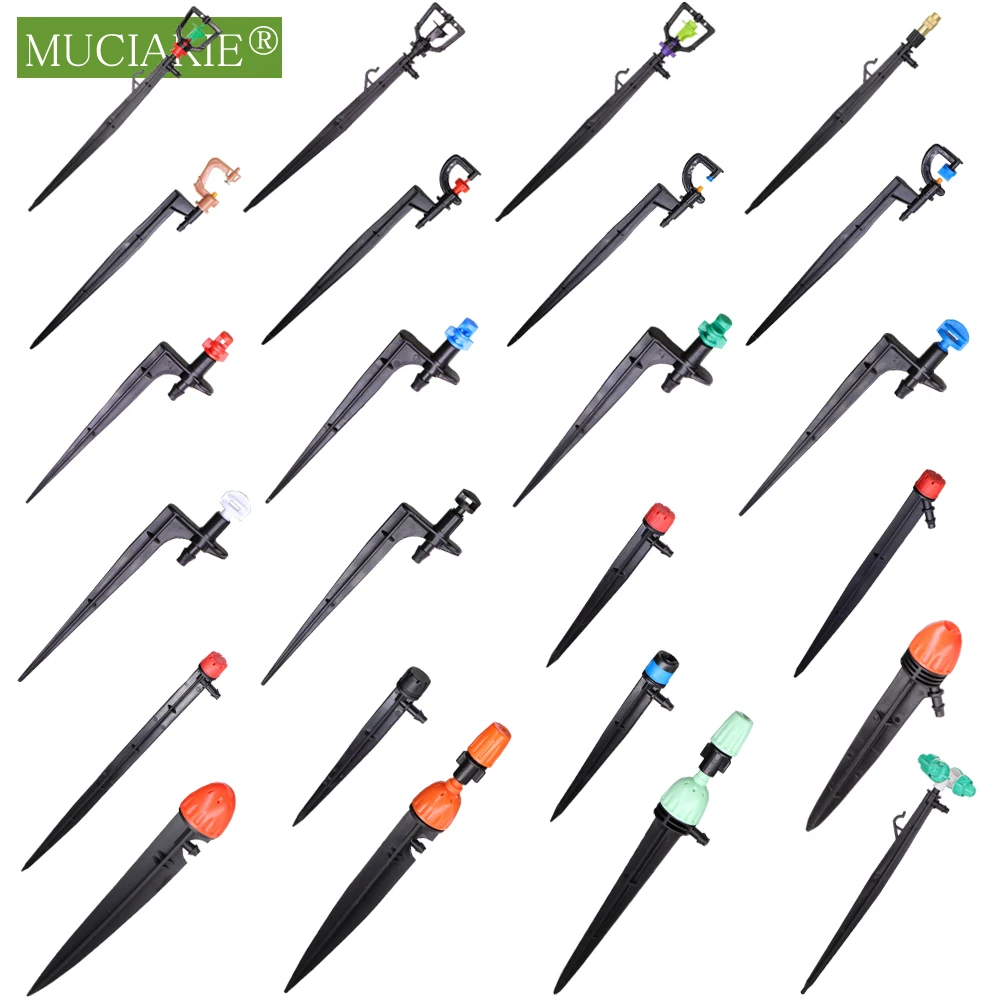 24 Types Garden Irrigation Sprinklers with Stake Adjustable Atomizing Refraction Drippers Watering Vortex Nozzles 1/4'' Barb