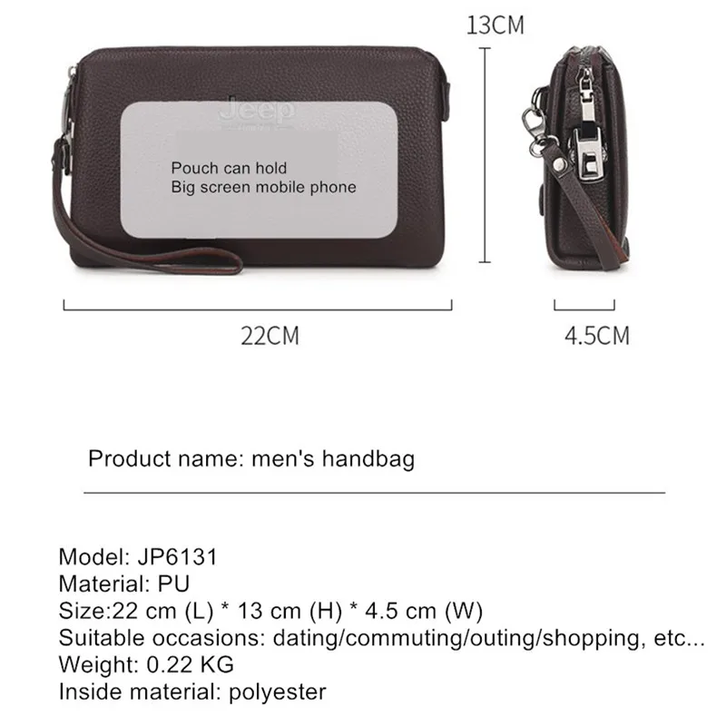 Мужские брендовые клатчи JEEP BULUO оранжевая сумка для телефона и ручки кошелек из