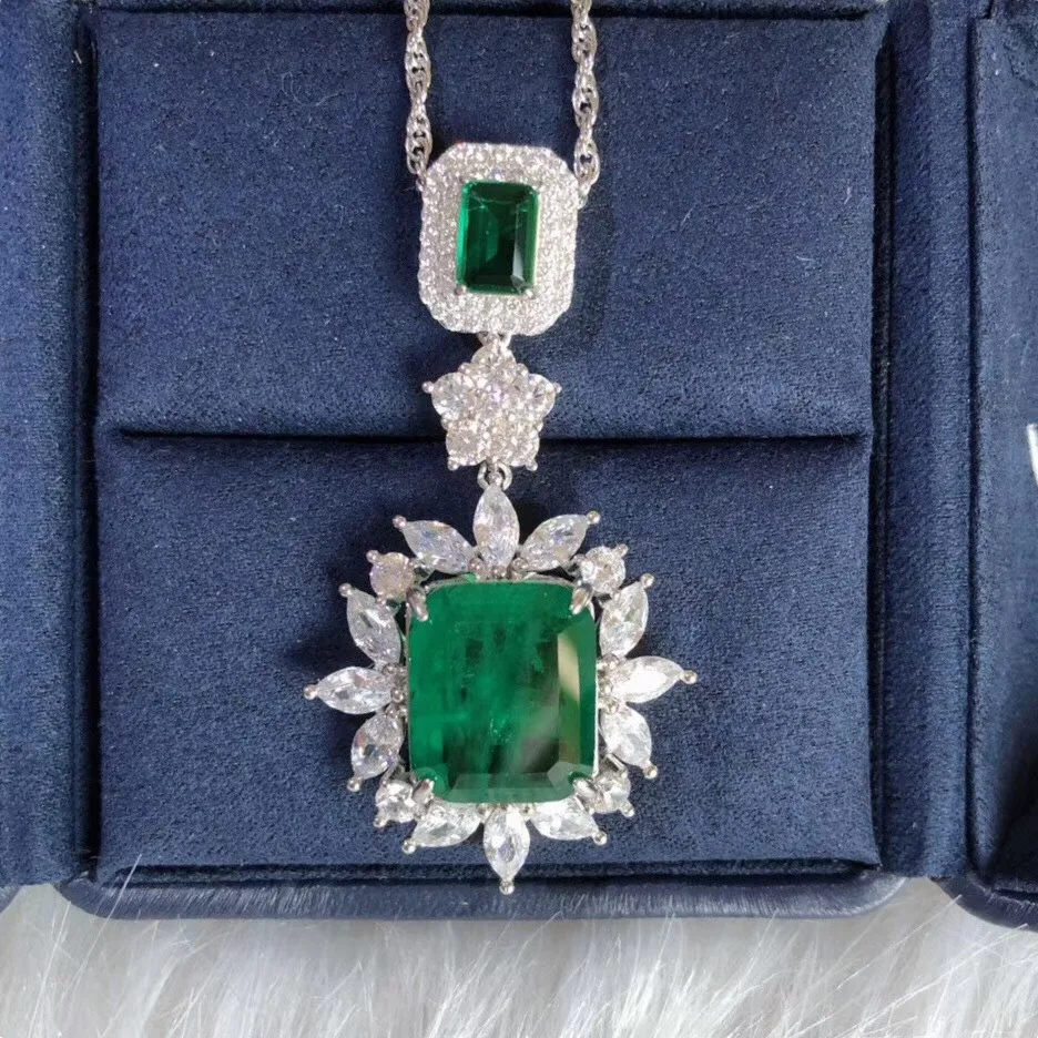 Женское кольцо с большой камень подвески 100% реальные 925 серебро ожерелье женские вечерние ювелирные изделия