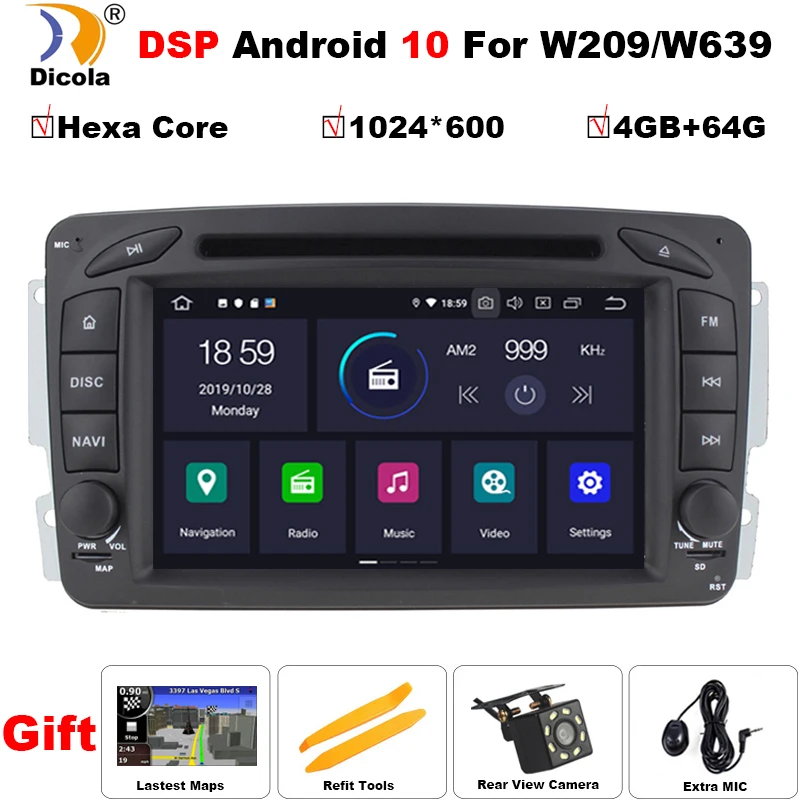 7 &quotPX6 DSP 4 + 64G Android 10 0 автомобильный DVD плеер для Mercedes Benz CLK W209 W203 W463 Wifi 3G GPS Bluetooth