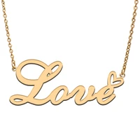love heart name necklace for women stainless steel gold silver nameplate pendant femme mother child girls gift