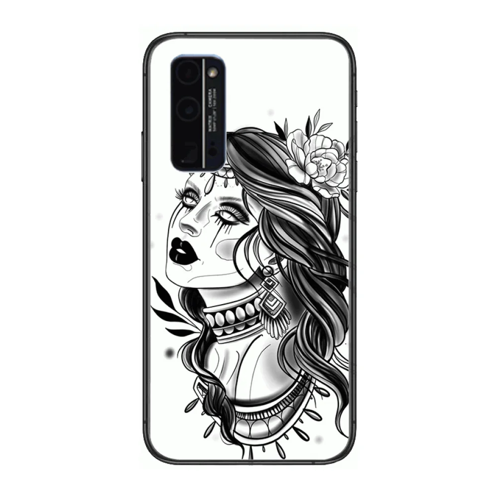 

Art style Soft silicone TUP Cool Matte Phone Case Hull For Huawei Honor 8 9 10 20 30 A S Lite Pro 5g i Black Back Soft Cell